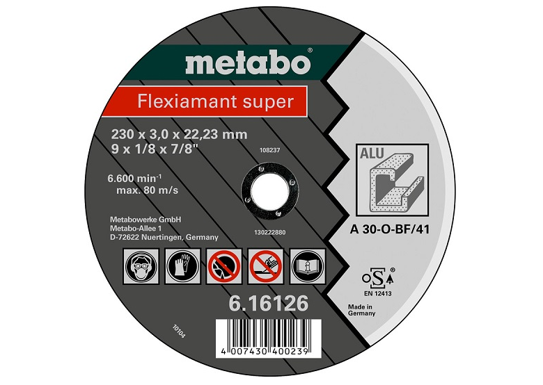 Tarcza tnąca Flexiamant super  A 30-O 125×2,5×22,2mm  do aluminium Metabo 616752000