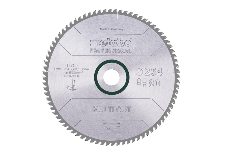 Tarcza pilarska multi cut – professional, 254x30, Z80 FZ/TZ, 5° Metabo 628093000
