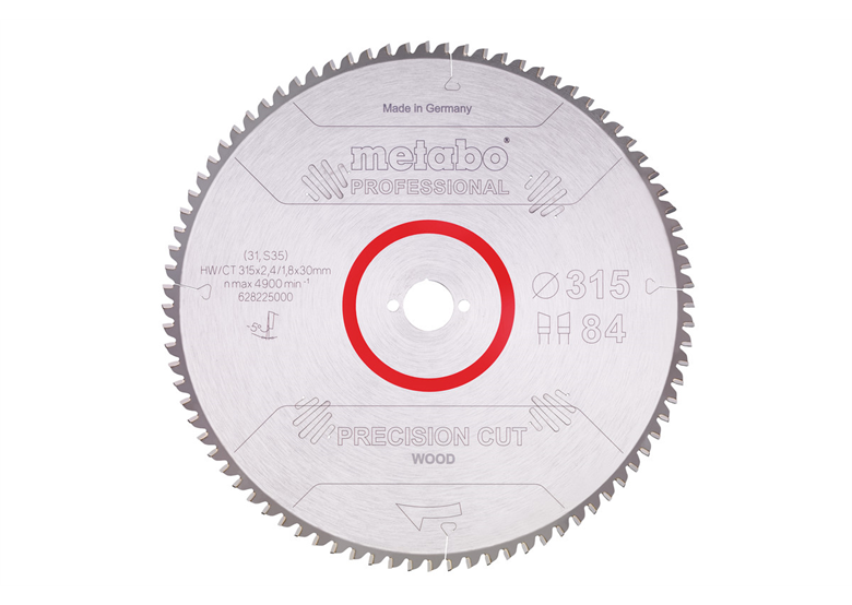 Tarcza pilarska precision cut wood – professional, 315x30, Z84 WZ 5° ujemny Metabo 628225000