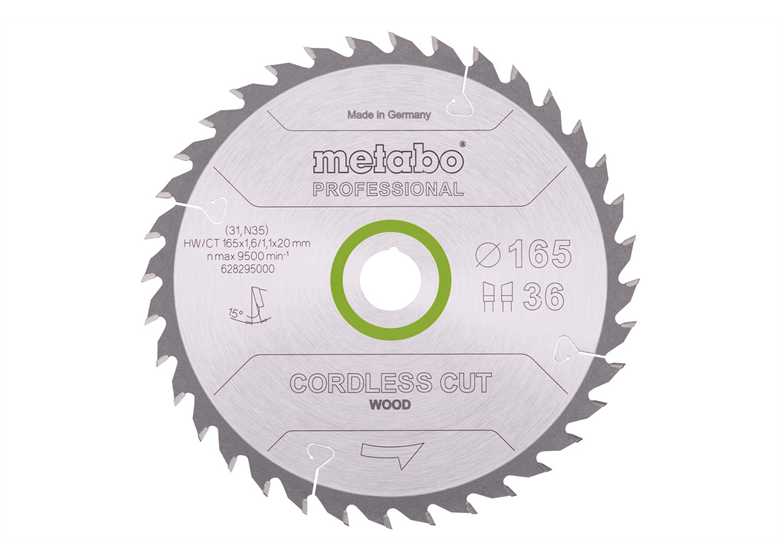 Tarcza pilarska cordless cut wood – professional, 165x20 Z36 WZ 15° Metabo 628295000