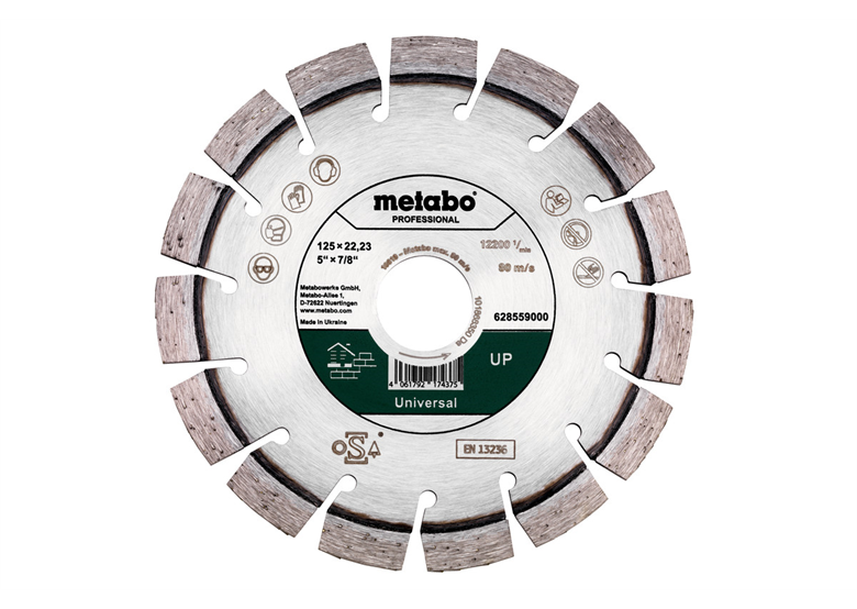 Diamentowa tarcza tnąca 125x22,23mm, UP, uniwersalna professional Metabo 628559000