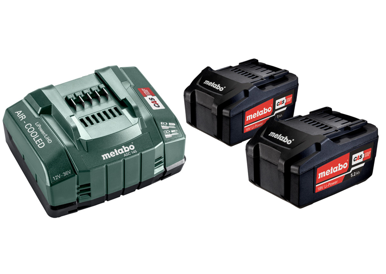 Zestaw 2 akumulatorów 18V Li-Power 5.2Ah z ładowarką ASC 30-36V Metabo 685051000