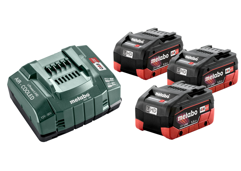 Zestaw 3 akumulatorów 18V LiHD 5.5Ah i ładowarki ASC 30-36V Metabo 685074000