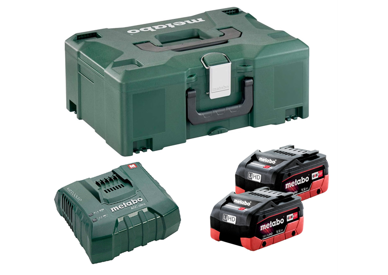 Zestaw 2 akumulatorów 18V LiHD 5.5Ah i ładowarki ASC Ultra w MetaLoc Metabo 685077000