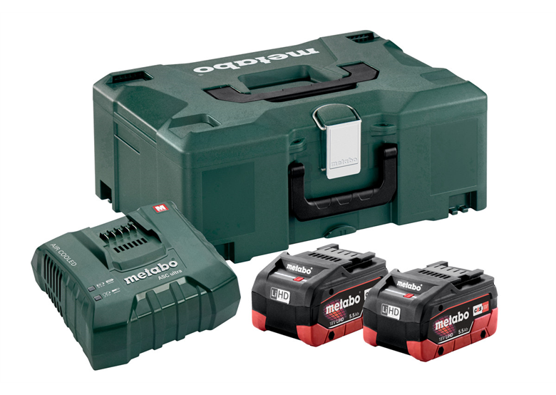 Zestaw 2 akumulatorów 18V LiHD 5.5Ah i ładowarki ASC Ultra w MetaLoc Metabo 685077000