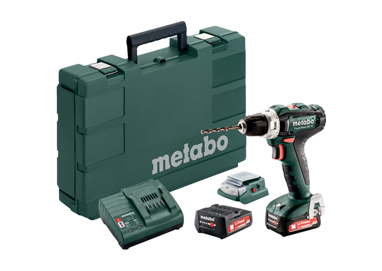 Wiertarko-wkrętarka z zasilaczem USB Metabo PowerMaxx BS 12 + PA 12 LED-USB