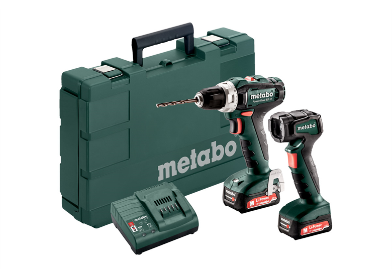 Wiertarko-wkrętarka z latarką LED Metabo PowerMaxx BS 12 + ULA 12 LED