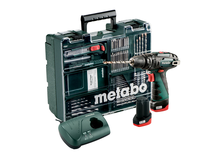 Wiertarko-wkrętarka z osprzętem 63szt. Metabo PowerMaxx SB Set