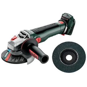 Szlifierka kątowa Metabo WB 18 LT BL 11-125 Quick + Lamelowy talerz szlifierski 125×22,2 mm, P40, cyrkokorund, ukośny Metabo 624275000