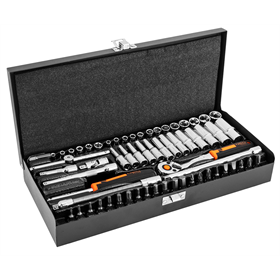 Klucze nasadowe 1/4", zestaw 63 elementów Neo 10-008