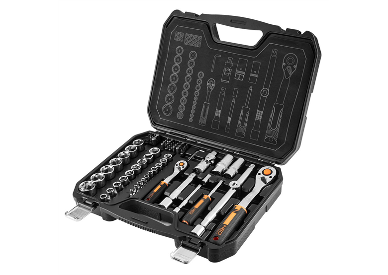 Klucze nasadowe CRV 1/2", 1/4", zestaw 73 elementów Neo 10-054