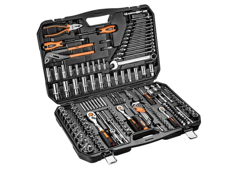 Klucze nasadowe 1/2", 3/8", 1/4", zestaw 233 elementów Neo 10-078