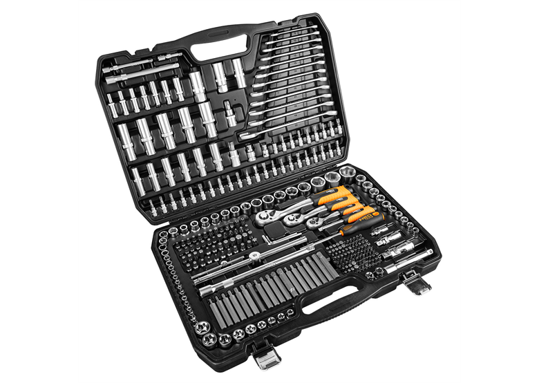Klucze nasadowe 1/2", 3/8", 1/4", zestaw 300 elementów Neo 10-218
