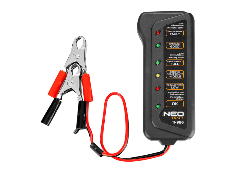 Tester akumulatorów i ładowania 12 V LED Neo 11-986