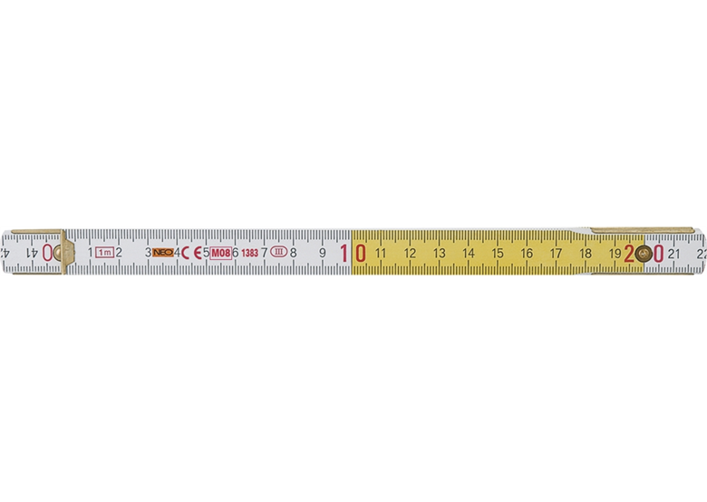 Miara składana drewniana 1m, biało-żółta Neo 74-010