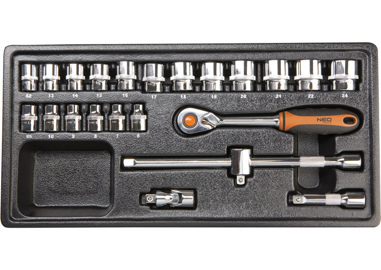 Zestaw kluczy nasadowych 3/8" i akcesoriów, 22szt. Neo 84-272
