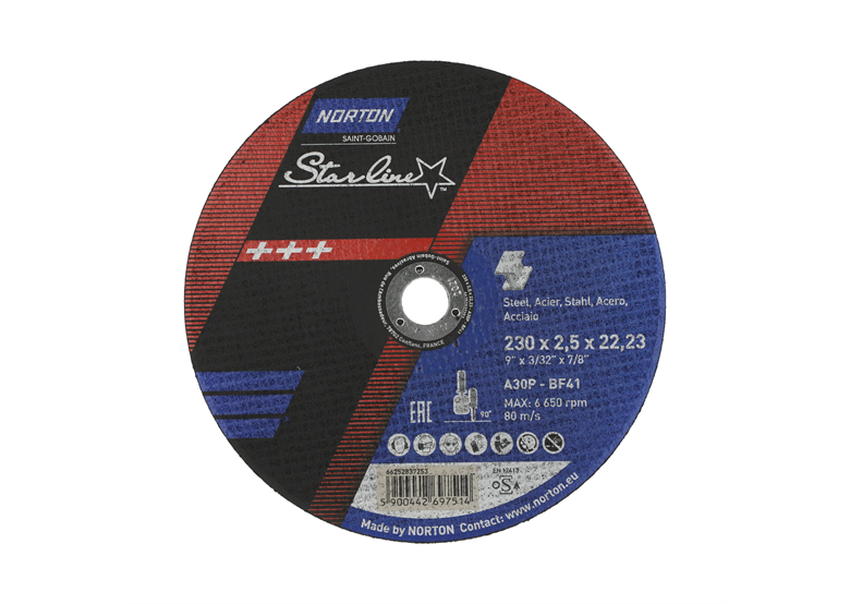 Tarcza tnąca Norton A30P-230x2.5x22.23-T41 NOR-Star line