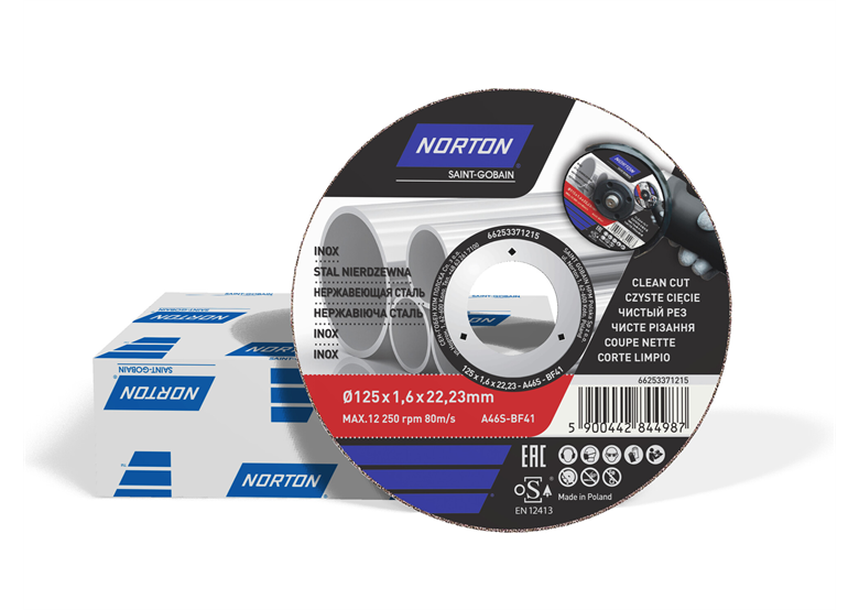 Tarcza tnąca Norton A46S-125x1.6x22.2-T41 NOR-DIY CEE INOX