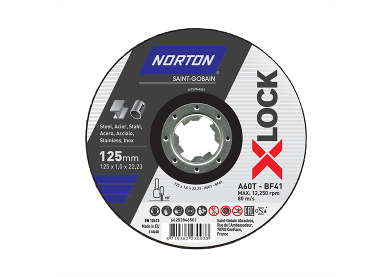 Tarcza tnąca Norton A60T-125x1.0x22.23-T41 NOR-XLock