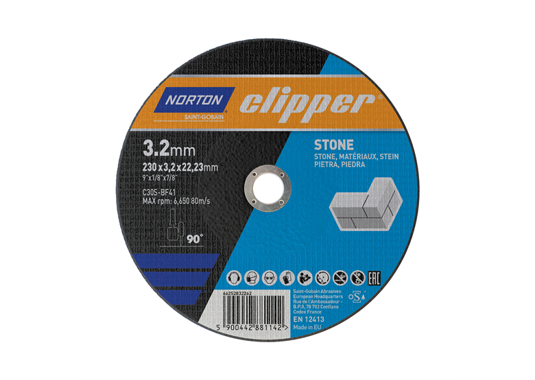 Tarcza do cięcia kamienia 230x3,2mm Norton C30S-230x3.2x22.23-T41 NOR-Clipper