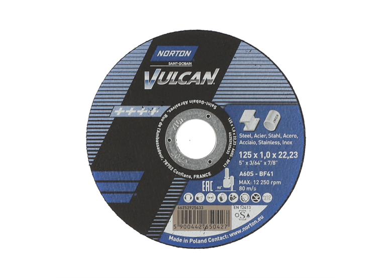 Tarcza do cięcia stali nierdzewnej 125x22,23mm Norton VULCAN METAL INOX