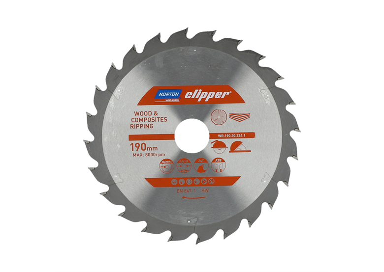 Tarcza pilarska widiowa 190x30/20/16mm Norton WR.190.30.Z24.1