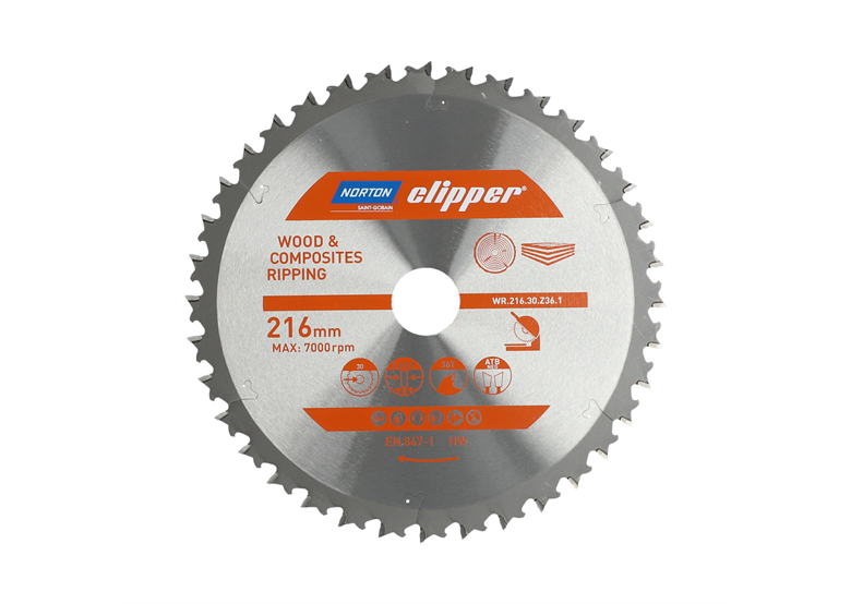 Tarcza pilarska widiowa 216x30mm Norton WR.216.30.Z36.1