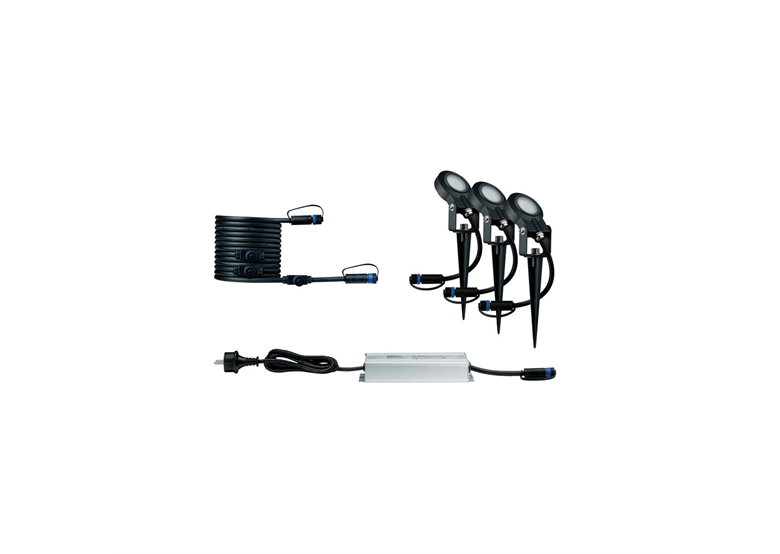 Outdoor Plug and Shine Spotlight Sting zestaw podstawowy IP67 3000K 3x6W 24V ściemniany Paulmann PL93696