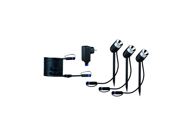 Outdoor Plug and Shine Spot Pike zestaw podstawowy IP67 3000K 3x3,5W Paulmann PL94242