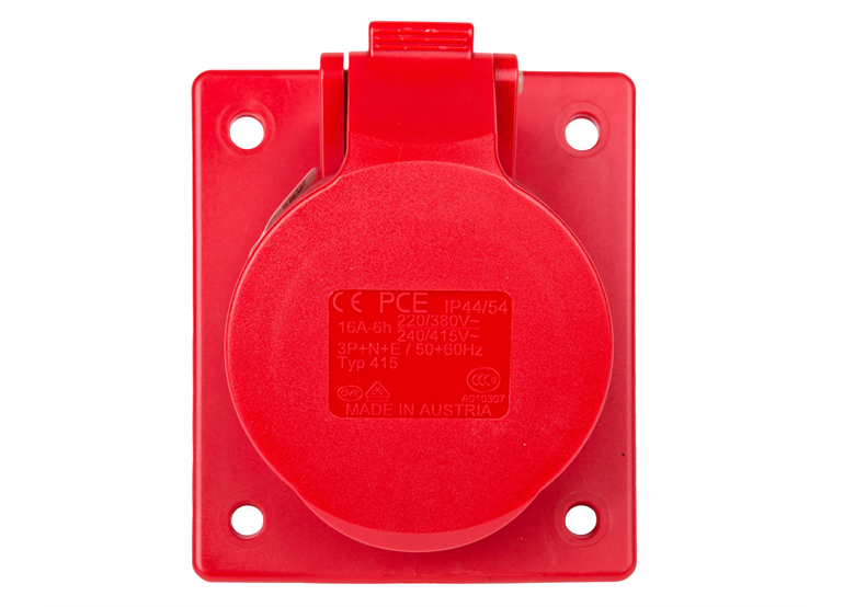 Gniazdo tablicowe skośne 16A 5P 400V /80x97/ czerwone IP44 TWIST PCE 415-6