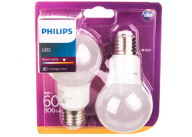 Żarówka LED (60W) A60 E27 WW 230V FR ND 2BC/6 (2szt.) Philips 929001234361