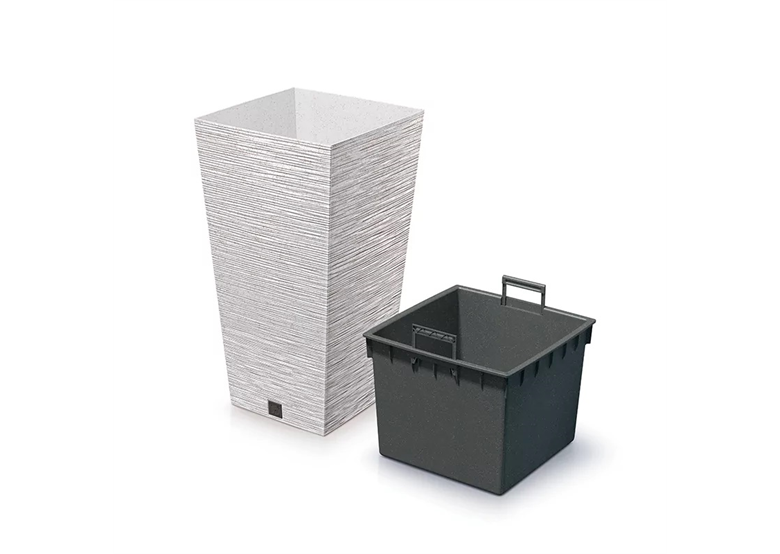 Doniczka biała FURU SQUARE ECO WOOD 35 l Prosperplast DFSH300W-S449W