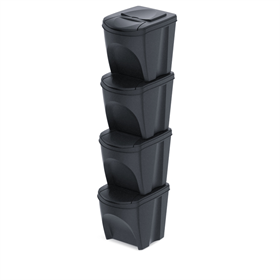 Kosz na śmieci SORTIBOX  SET 4 - antracytowy ECO Prosperplast IKWB25S4W-S433W