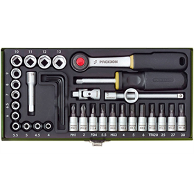 Klucze nasadowe 1/4'', zestaw 36 elementów dla mechaników Proxxon PR23080