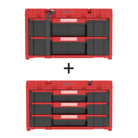 Skrzynka z szufladami Qbrick System ONE 2.0 DRAWER 2 TOOLBOX EXPERT RED Ultra HD Custom + Skrzynka z szufladami Qbrick System ONE 2.0 DRAWER 3 TOOLBOX EXPERT RED Ultra HD Custom