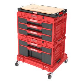 Zestaw szuflad na platformie kołowej Qbrick System ONE 2.0 WORKSHOP DRAWERS SET nr 5 RED Ultra HD Custom