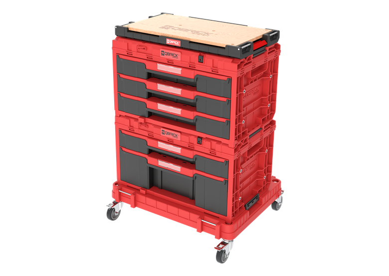 Zestaw szuflad na platformie kołowej Qbrick System ONE 2.0 WORKSHOP DRAWERS SET nr 5 RED Ultra HD Custom