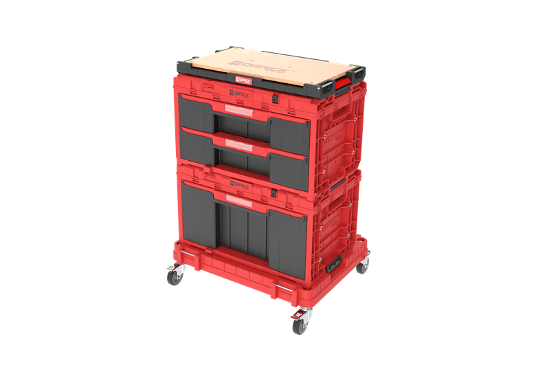 Zestaw szuflad na platformie kołowej Qbrick System ONE 2.0 WORKSHOP DRAWERS SET nr 7 RED Ultra HD Custom