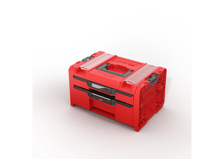 Skrzynka z szufladami Qbrick System PRO 2.0 DRAWER 2 TOOLBOX PROFI EXPERT RED Ultra HD Custom