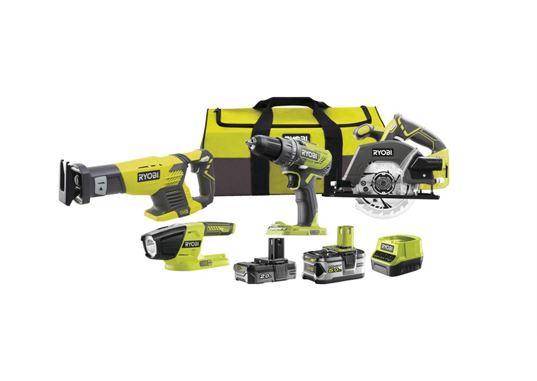 Zestaw elektronarzędzi 18V Ryobi ONE+ R18CK4-252S 1x5.0Ah, 1x2.0Ah