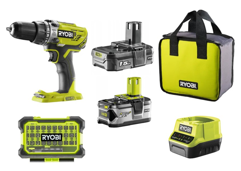 Wiertarko-wkrętarka Ryobi ONE+ R18DD3-2415BSA31 1x1,5Ah, 1x4,0Ah