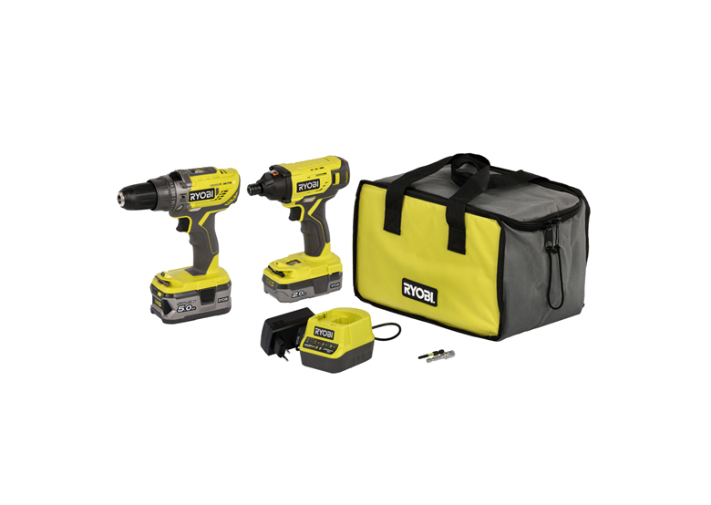 Zestaw elektronarzędzi 18V Ryobi ONE+ R18PDID2-252S 1x5.0Ah, 1x2.0Ah
