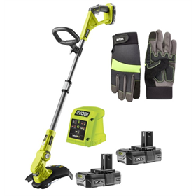 Podkaszarka akumulatorowa Ryobi ONE+ RLT183222S 2x2,0Ah + Rękawice ogrodowe Power roz. L Ryobi RAC811L