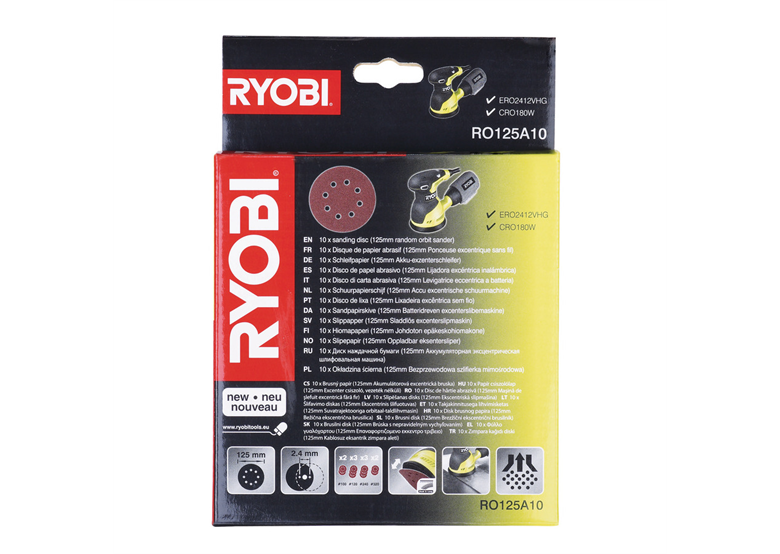 Zestaw papierów ściernych 10szt. Ryobi RO125A10