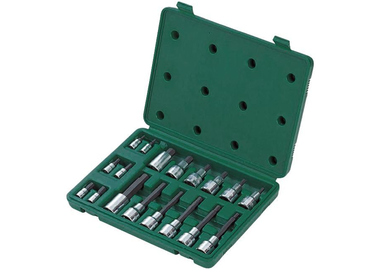 Zestaw 18 nasadek trzpieniowych typu BIT sześciokątnych 1/4" i 1/2" Sata ST09053SJ