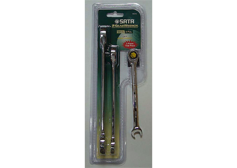 Zestaw 3 kluczy płasko-oczkowych z grzechotką Gearwrench Sata ST09075
