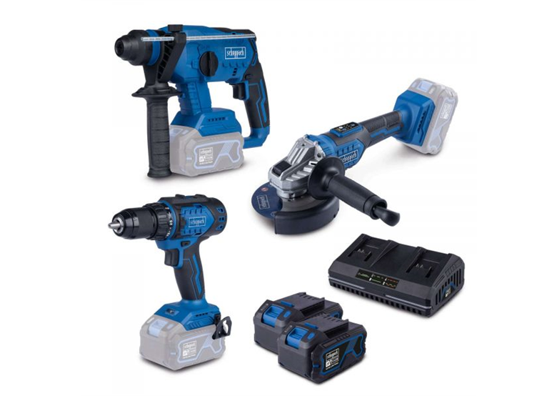 Zestaw narzędzi akumulatorowych 18V Scheppach BPS100 2x4.0Ah