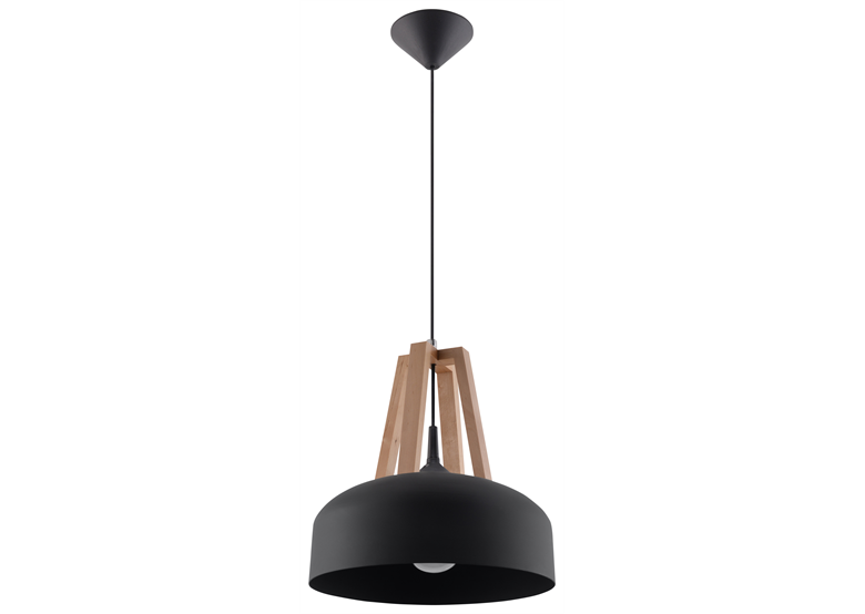 Lampa wisząca CASCO czarna/naturalne drewno Sollux Lighting Peach Puff