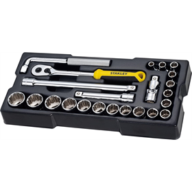 Klucze nasadowe 1/2" 12-kątne, wkład do Transmodule, zestaw 23 elementów Stanley STMT1-74726