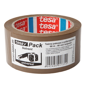 Taśma pakowa SOLVENT 66m x 48mm, brązowa Tesa 55263